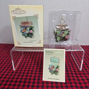 Hallmark Keepsake Ornament Bluebird w/Birdhouse & Roses Hinged Lid w/Tiny Eggs